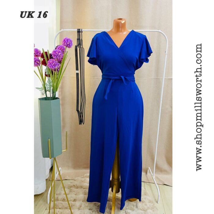 Quiz Royal Blue Belted Jumpsuit - Image 1