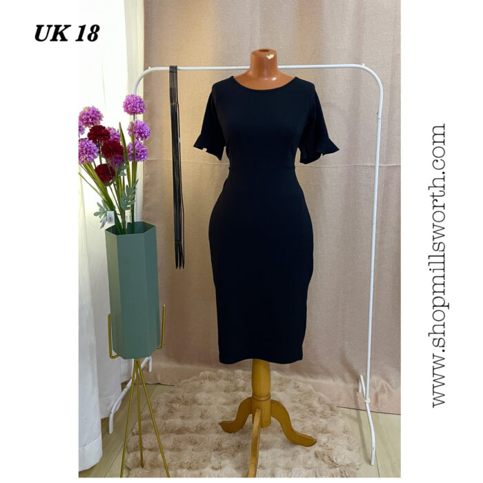 Boohoo Black Bodycon Dress With Frill Sleeve Detail - Image 1