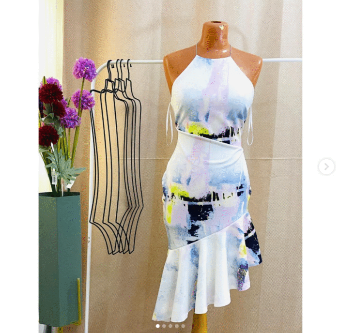 ASOS Design Abstract Racer Neck Perphem Midi Dress - Image 1