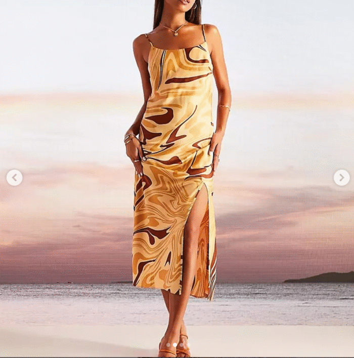 ASOS Design Cami Midi Slip Dress with godets in marble print - Image 2