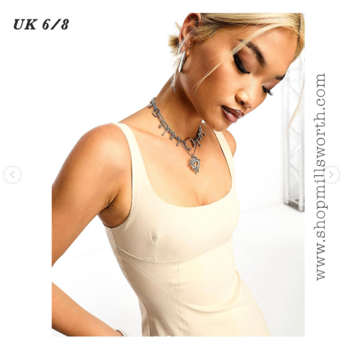 Bershka Scoop Neck Midaxi Dress in Ecru - Image 3