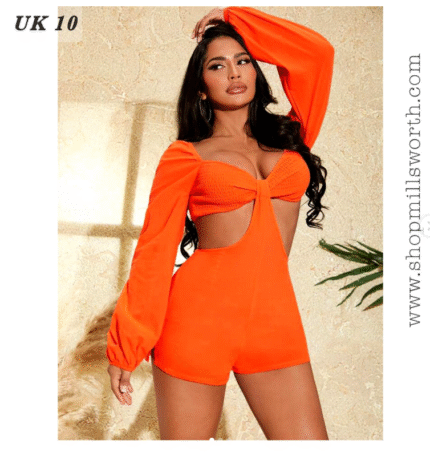 Shein Sweetheart Neck Lantern Cut Out Shirred Romper Playsuit