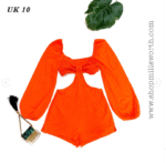 Shein Sweetheart Neck Lantern Cut Out Shirred Romper Playsuit - Image 2