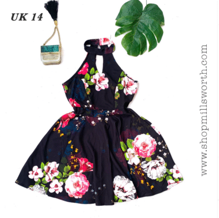 Floral Choker Neck Dress