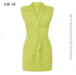 Prettylittlething Lime Linen Look Shoulder Pad Lace Up Sleeveless Bodycon Dress - Image 3