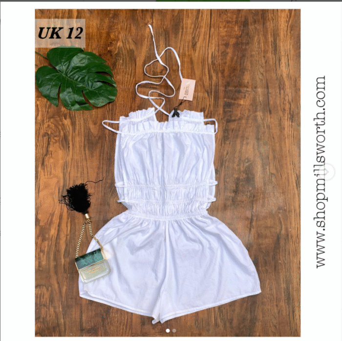 Missguided Poplin Cotton Shirred Waist Playsuit - Image 1