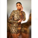 Prettylittlething Natural Snake High Neck Bodycon Dress - Image 2