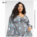Simply Be Gingham Floral With Front Knot Detail Dress - Image 3