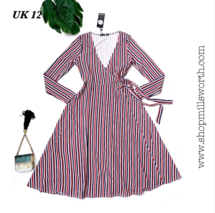 Boohoo Striped Wrap Dress