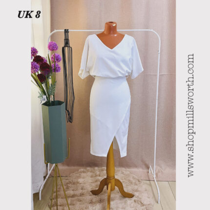 Boohoo White Bodycon Faux Wrap Dress