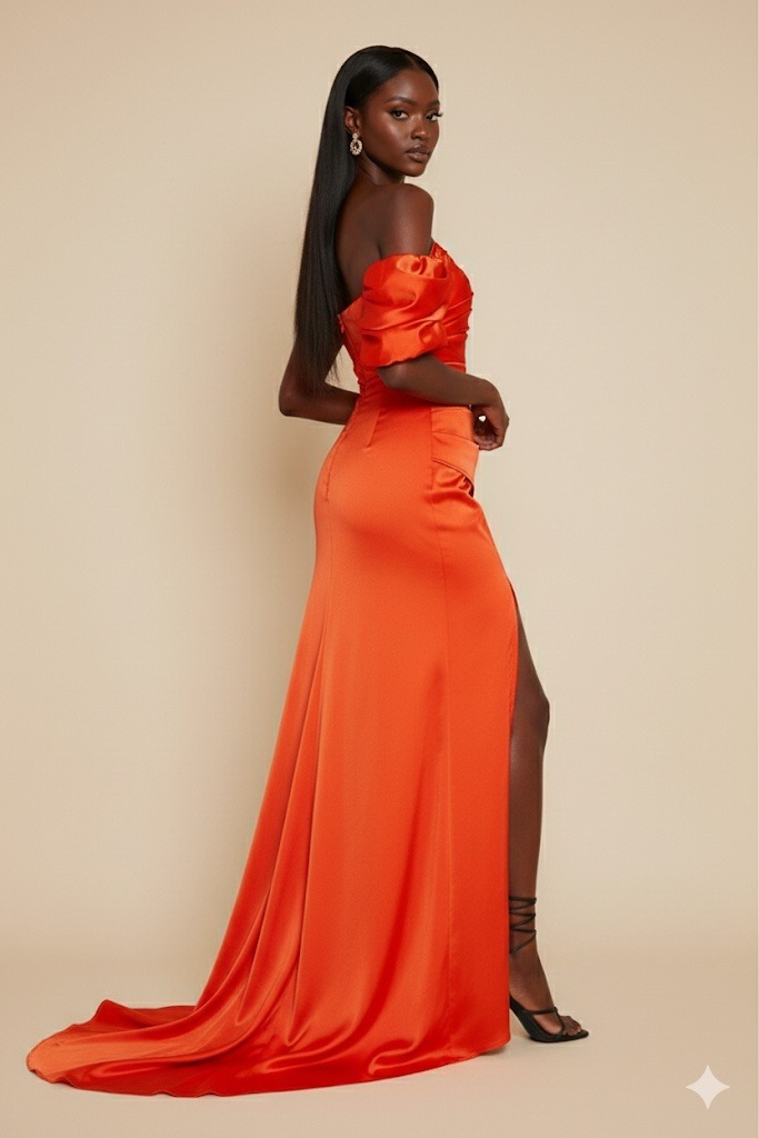 img_2355 Boohoo Occasion Puff Sleeve Satin One Shoulder Maxi Dress - Image 1