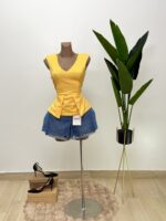 River Island Yellow Peplum Top