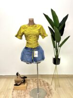 Chartreuse Green Ruched Top