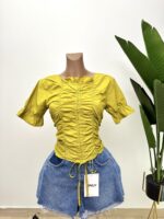 Chartreuse Green Ruched Top - Image 2