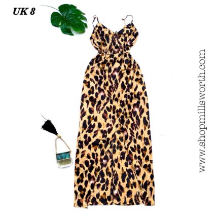 Girl In Mind Animal Print Strappy Wrap Maxi Dress