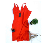 Love & Other Things Plunge Neck Scuba Dress - Image 3
