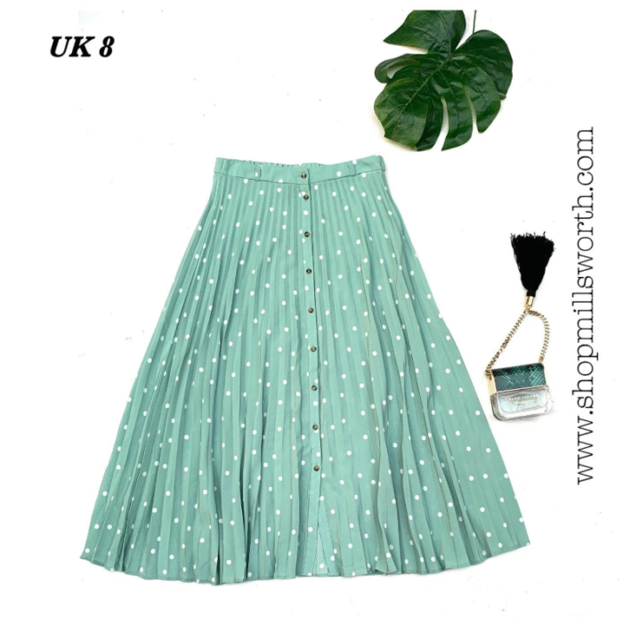 Polka Dotted Pleated Skirt - Image 1