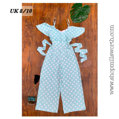 Quiz Cold Shoulder Belted Polka Dotted Jumpsuit