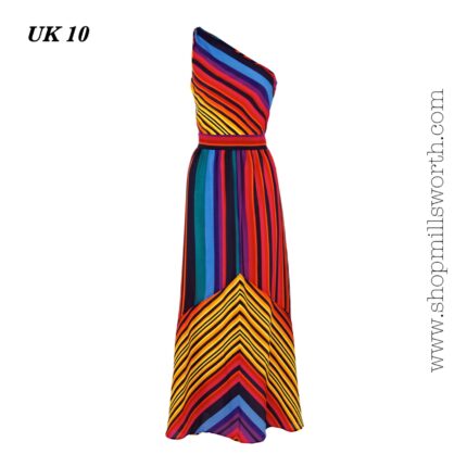 Spotlight by Warehouse One Shoulder Striped Maxi Dress