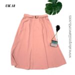 Clover Collection Belted Midi Skirt