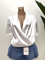 Shein White Satin Wrap Top - Image 3