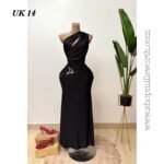 Black Hollow Asymmetric Neck Metal Detailed Bodycon Dress
