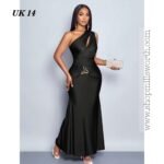 Black Hollow Asymmetric Neck Metal Detailed Bodycon Dress - Image 6