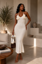 Ivory Halter Neck Dress - Image 2