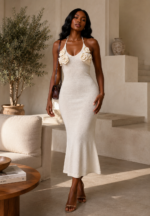 Ivory Halter Neck Dress