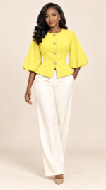 Gold Buttoned Detail Puff Sleeve Top - Image 4